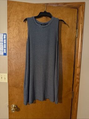AB Studio Navy and White Striped Sleeveless Mini Dress